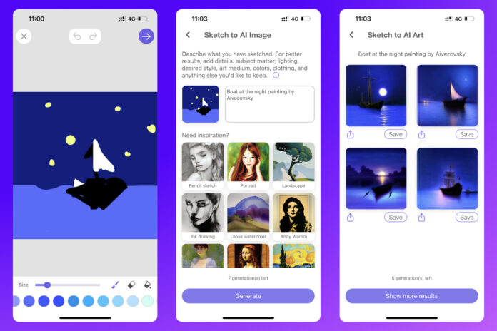 Picsart’s AI-powered SketchAI app turns images and outlines into digital art